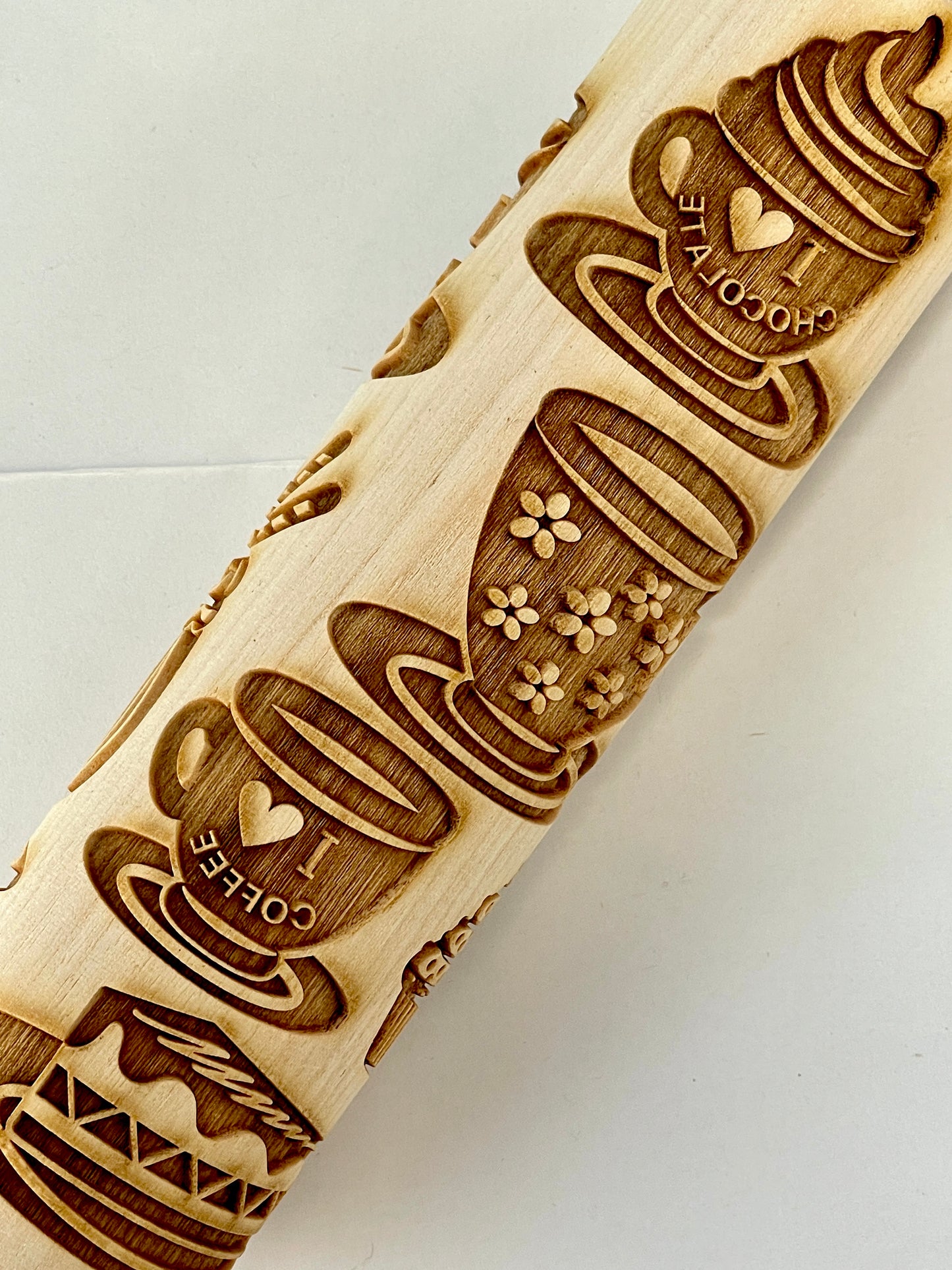 7" Coffee & Dessert Textured Rolling Pin