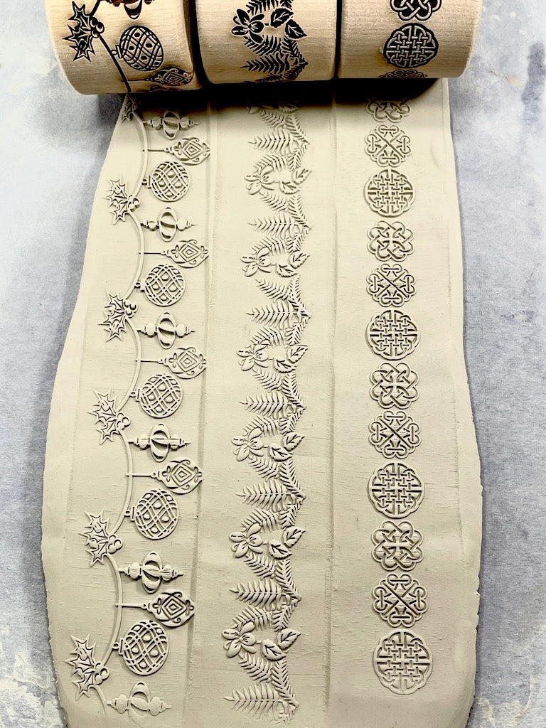 2" Violets & Ferns Textured Rolling Pin