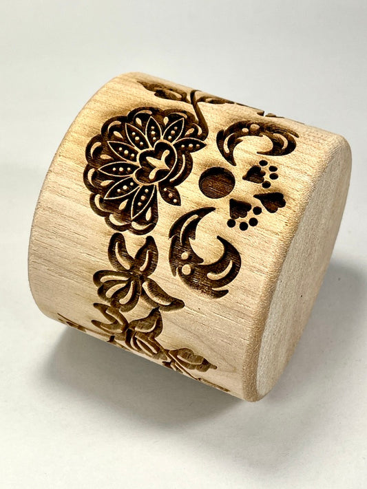 2" Farmhouse Floral Textured Rolling Pin