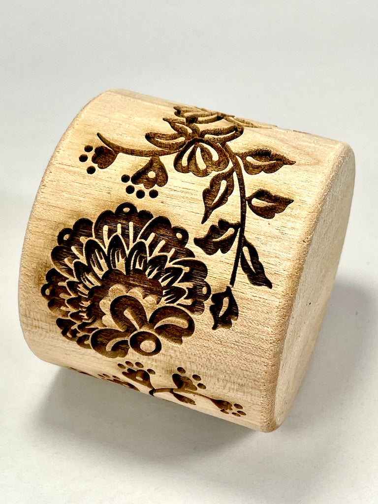 2" Farmhouse Floral Textured Rolling Pin