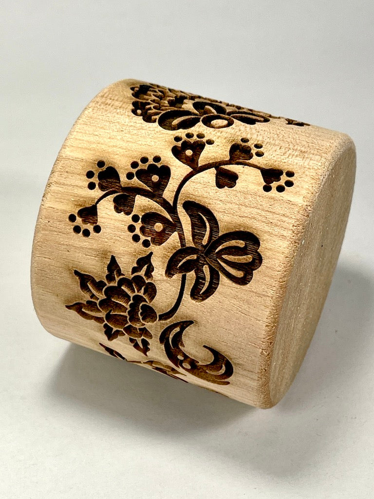 2" Farmhouse Floral Textured Rolling Pin