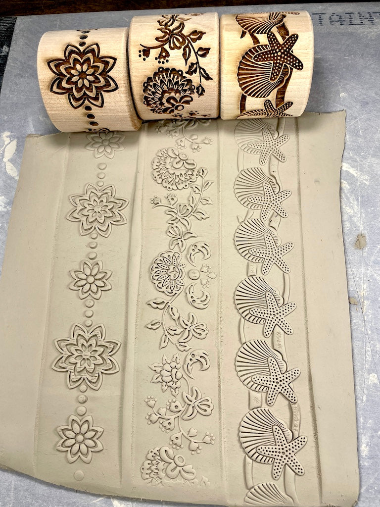 2" Quilted Floral Textured Rolling Pin