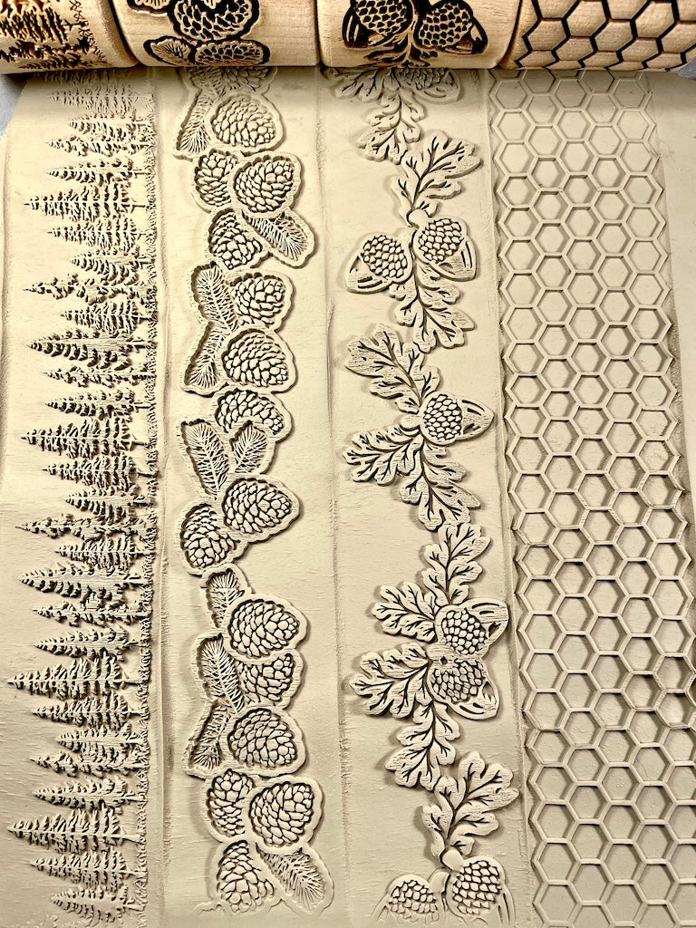 2" Pinecones Textured Rolling Pin