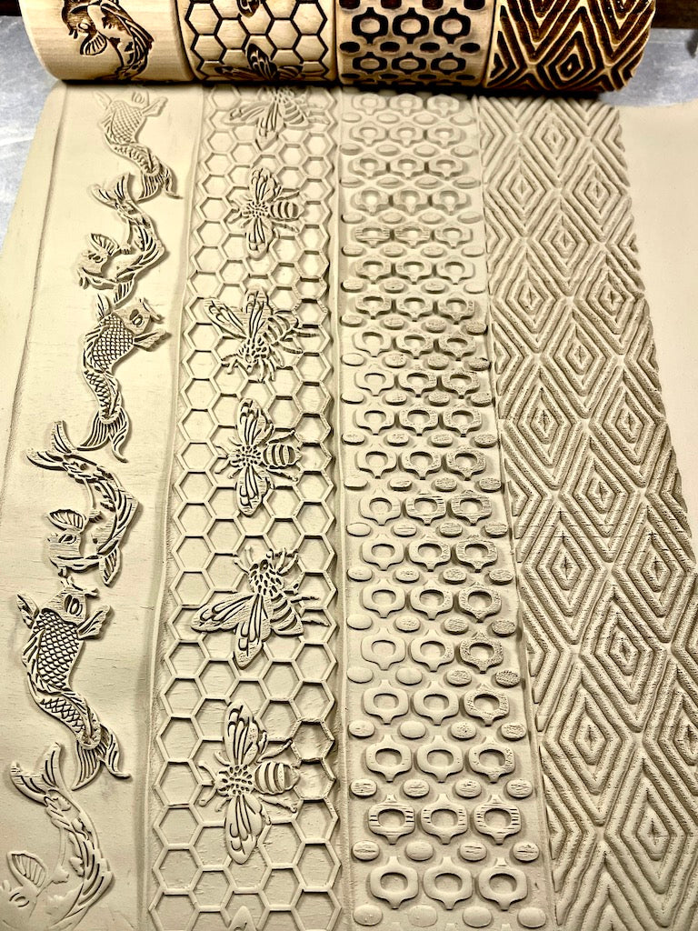 2" Diamond Geo Textured Rolling Pin