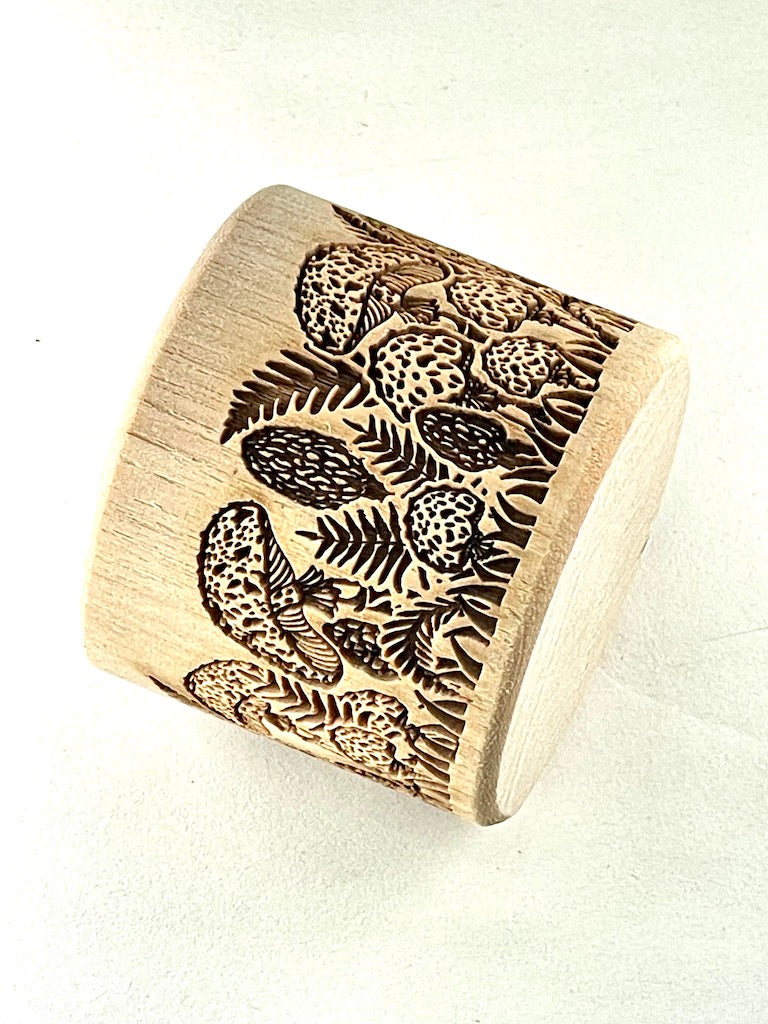 2" Woodland Mushrooms Textured Rolling Pin