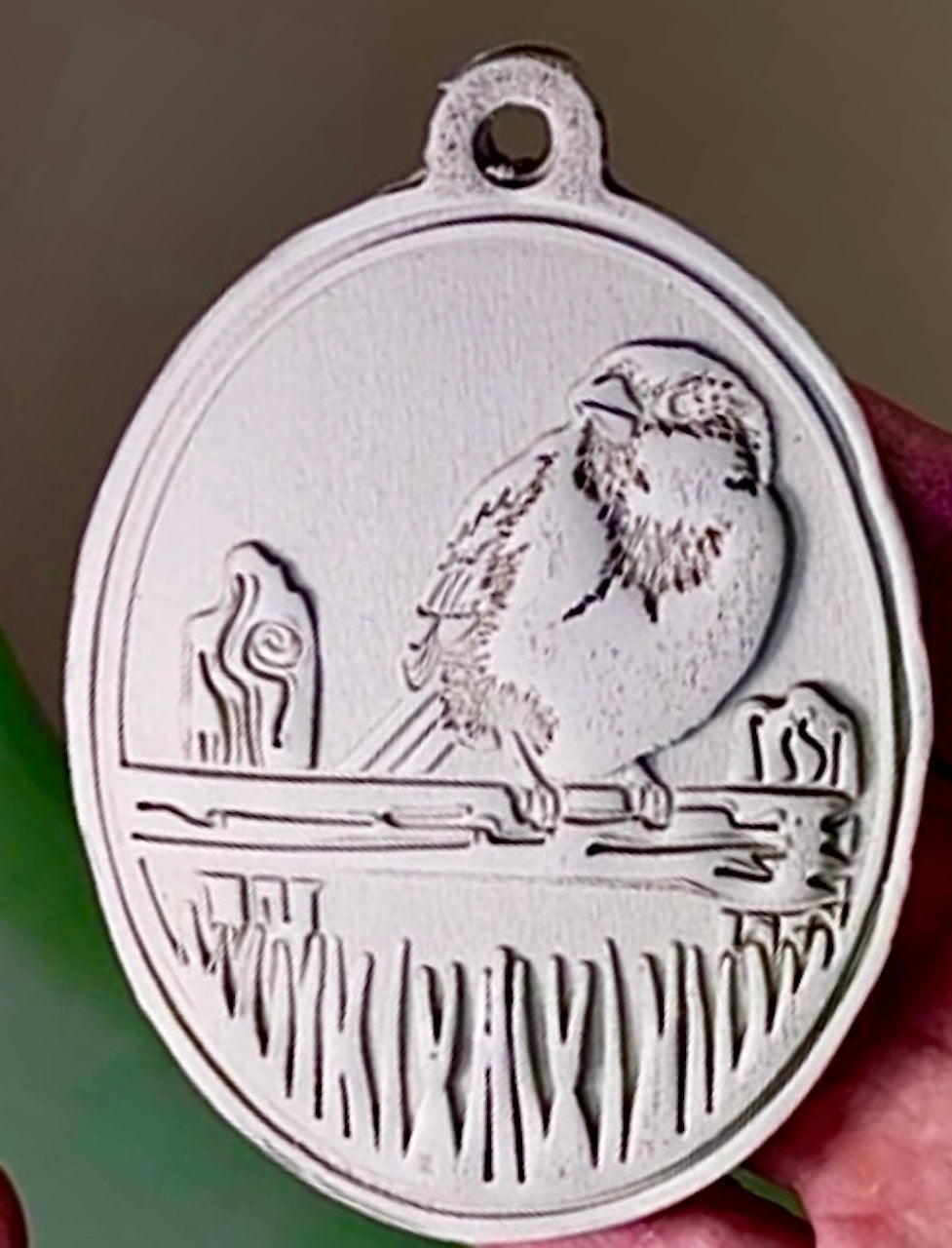 Ornament (Birds on a Fence: Looking Right)- Stamp