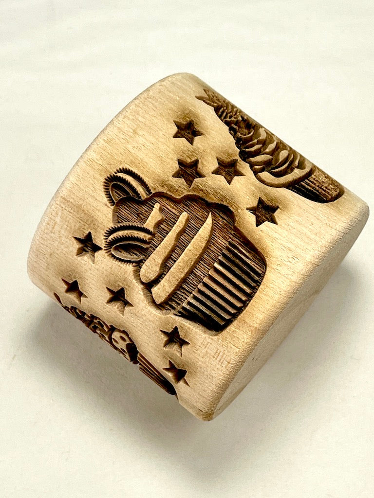 2" Cupcakes Textured Rolling Pin