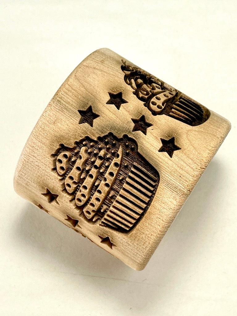 2" Cupcakes Textured Rolling Pin