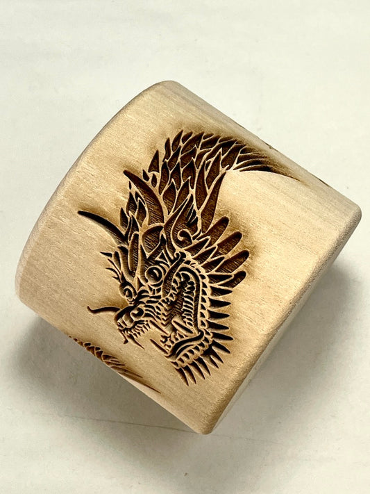 2" Dragon Heads Textured Rolling Pin