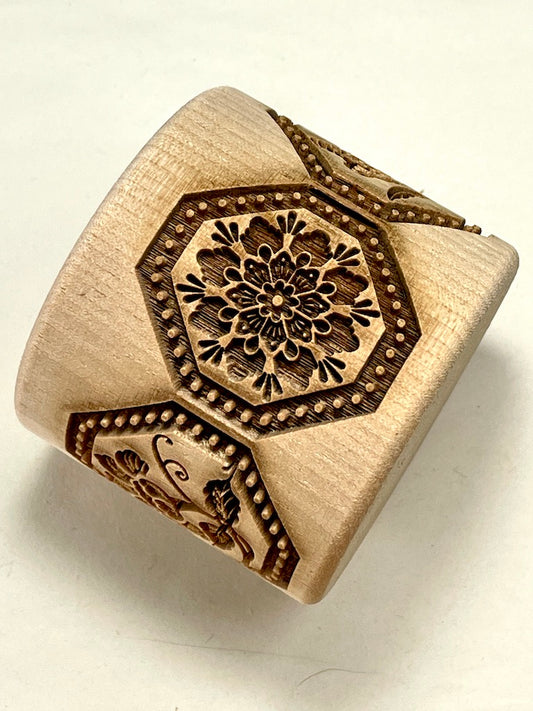 2" Dutch Flowers Textured Rolling Pin