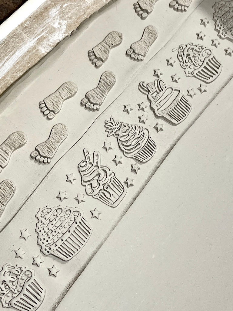 2" Cupcakes Textured Rolling Pin