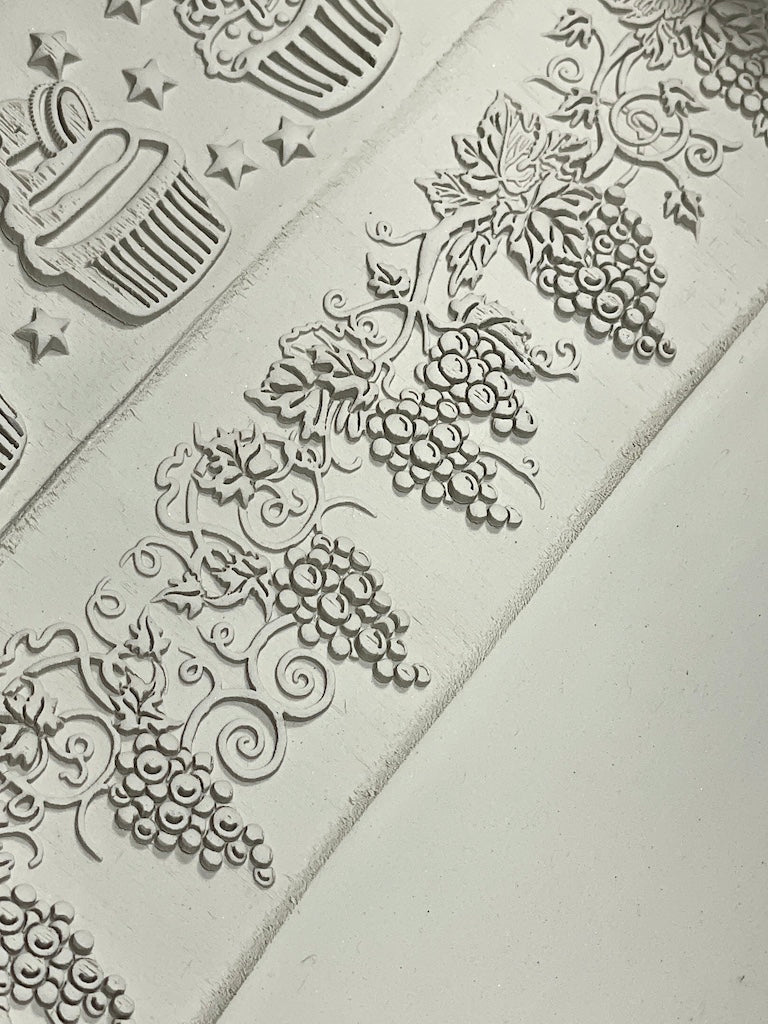 2" Grapes On Vines Textured Rolling Pin