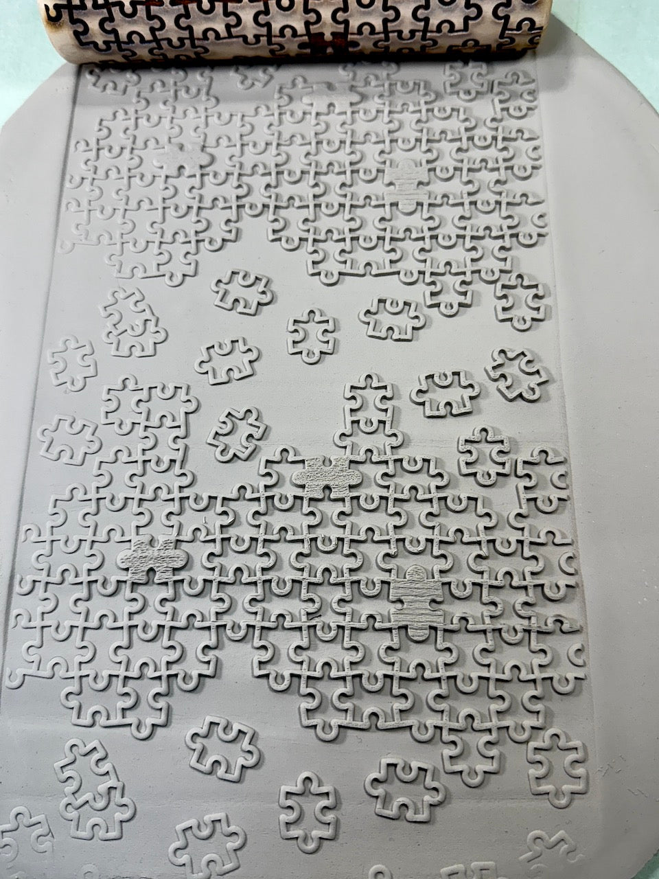 7" Jigsaw Puzzle (In Process) Textured Rolling Pin
