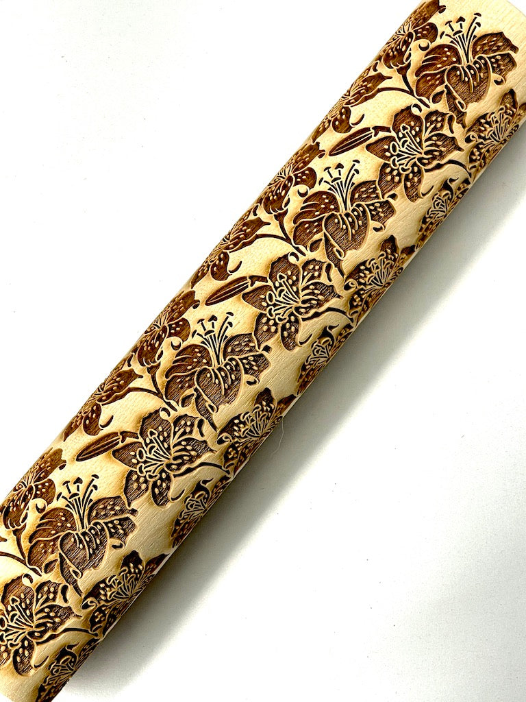 Tiger Lilies Textured Rolling Pin