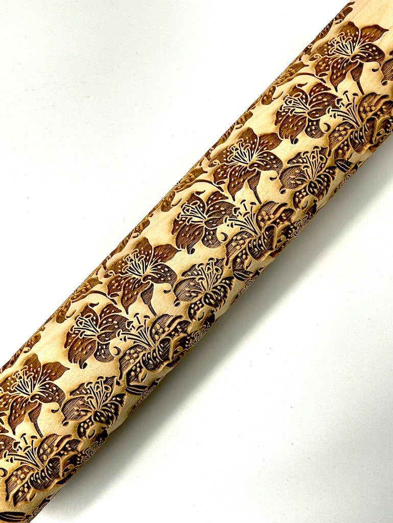 Tiger Lilies Textured Rolling Pin