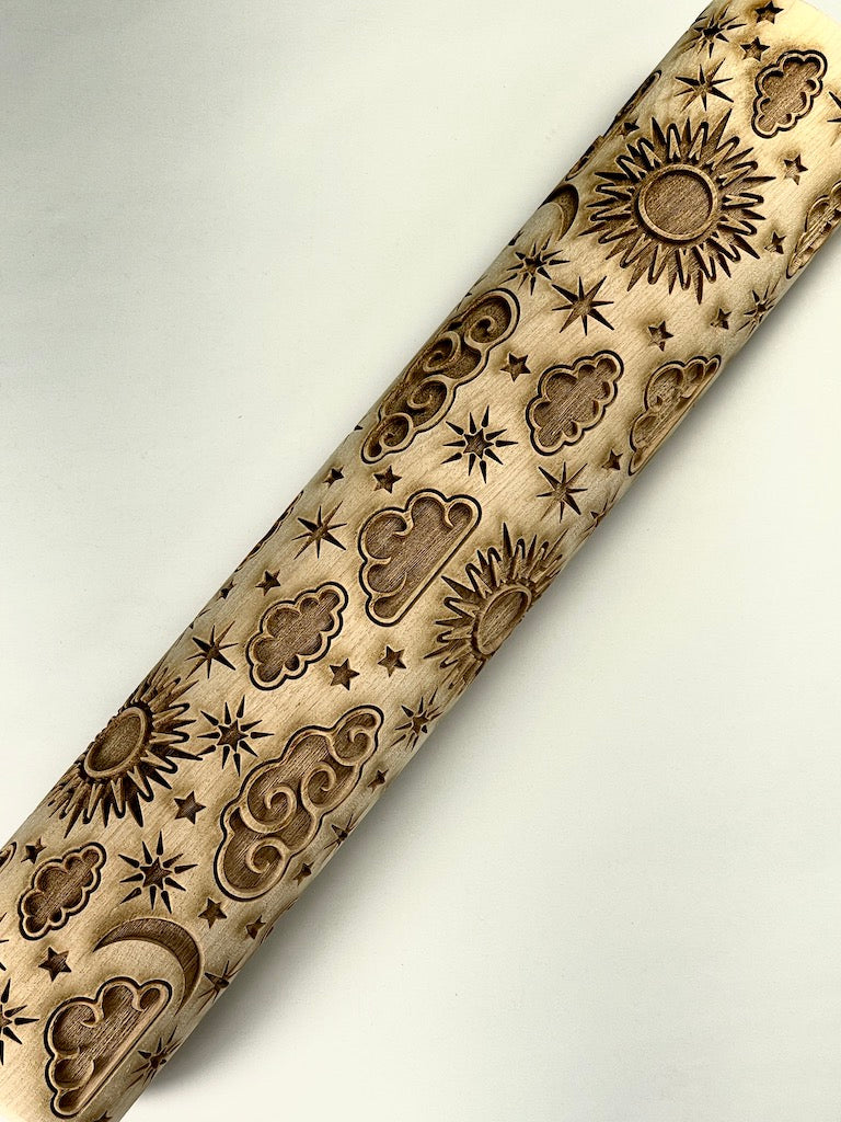 Sun, Moon and Stars Textured Rolling Pin