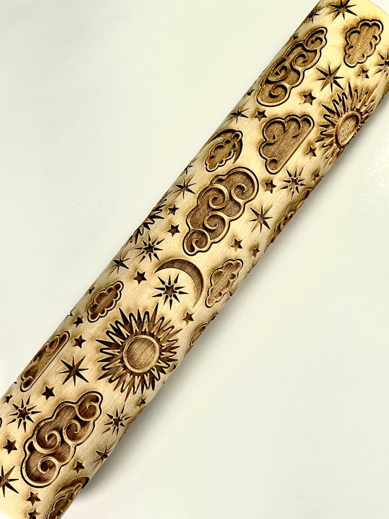 Sun, Moon and Stars Textured Rolling Pin