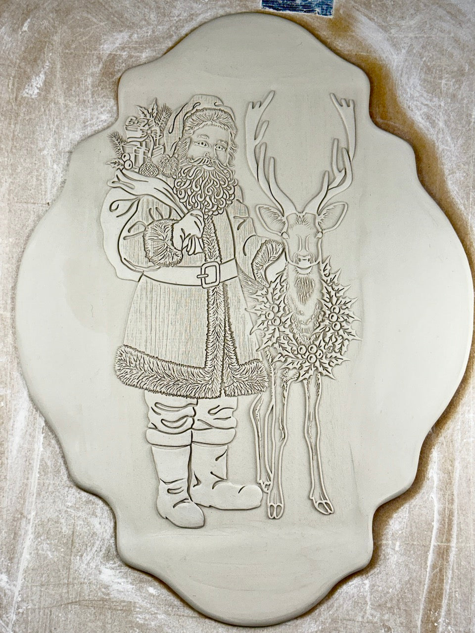 Santa & Reindeer Textured Rolling Pin