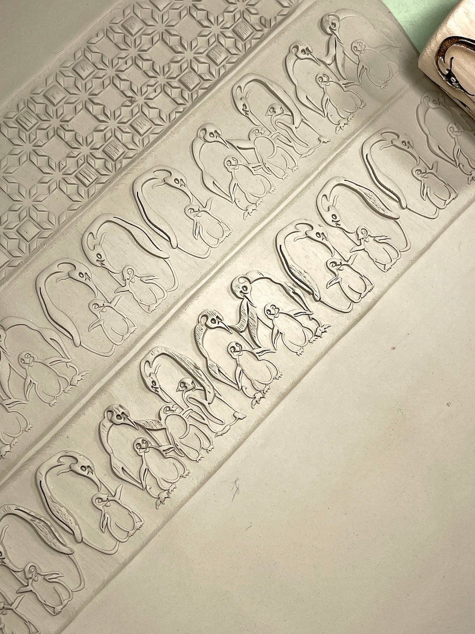 2" Penguins Textured Rolling Pin