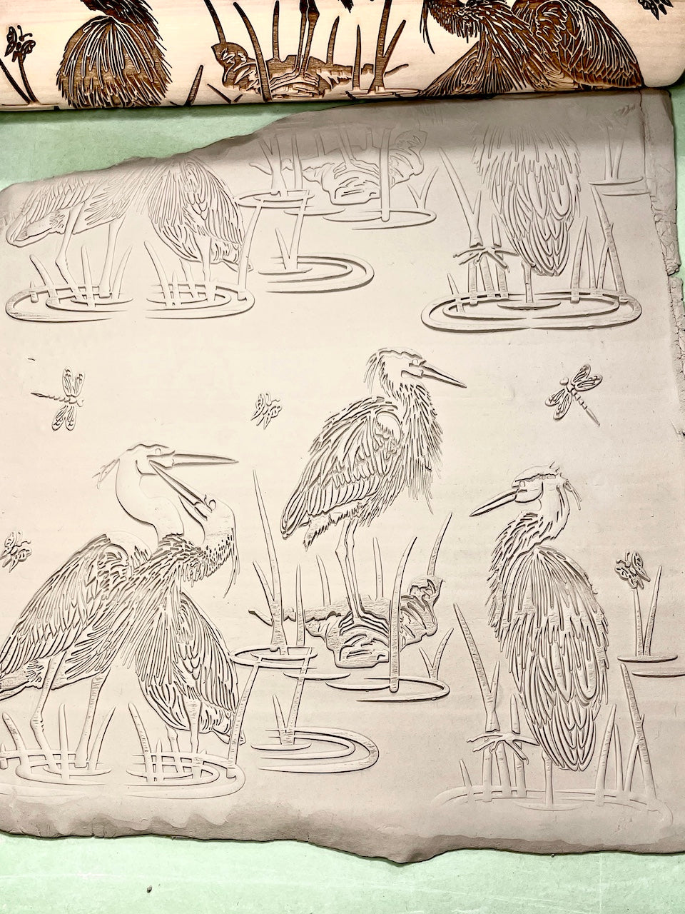 Great Blue Heron Textured Rolling Pin