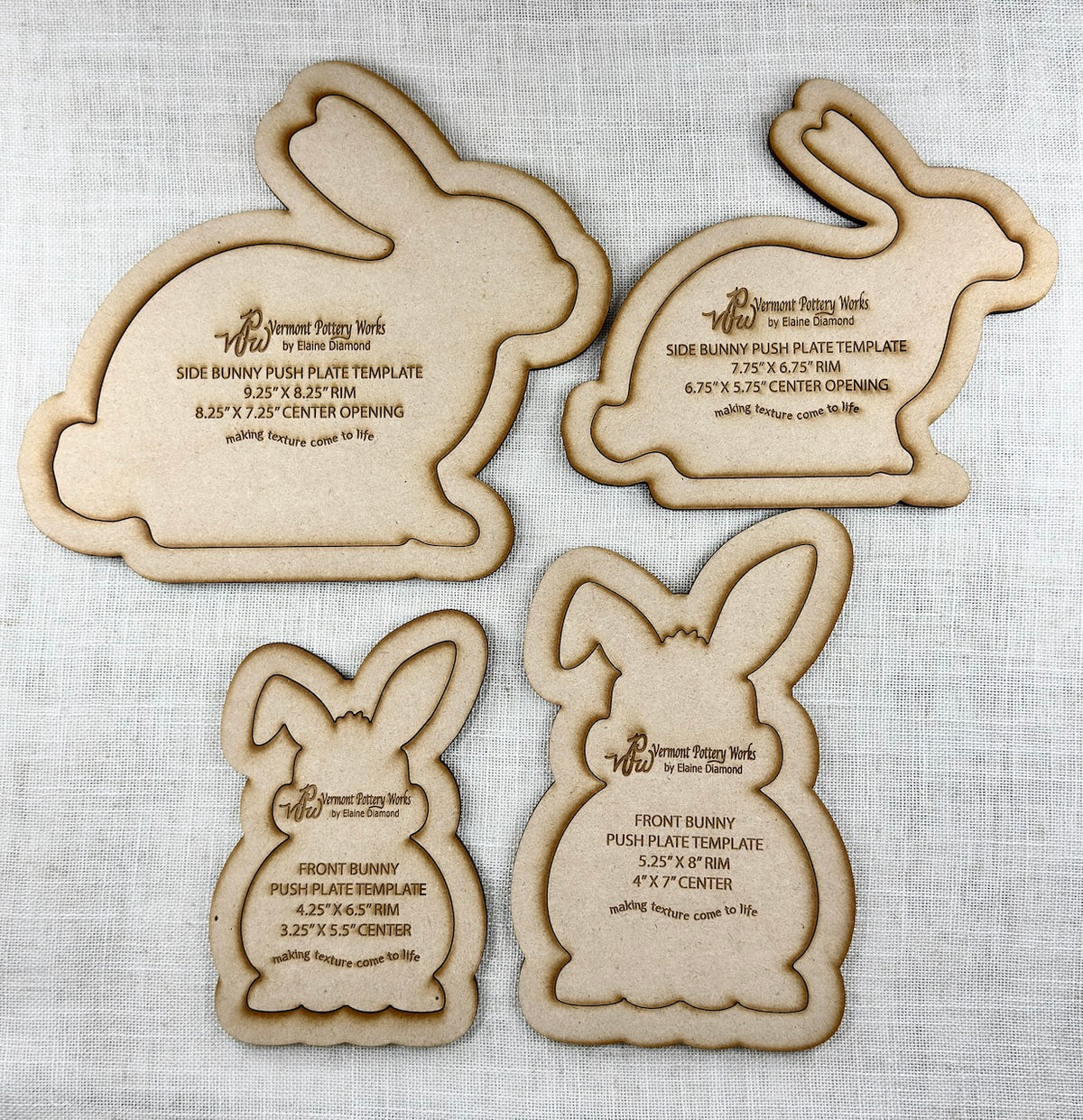 Bunnies- Side Bunny Push Plate (Large)- Rigid Template