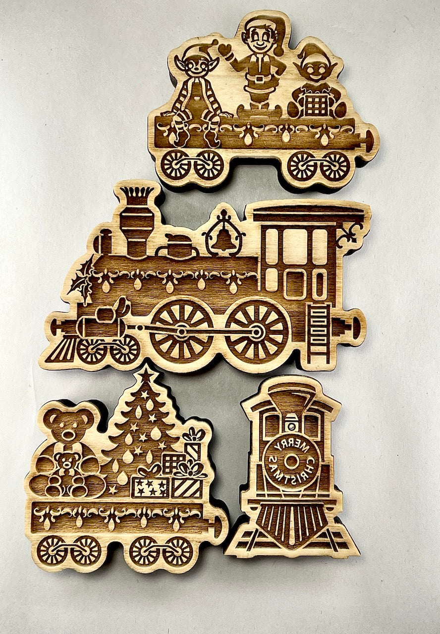 Elves on the Train (Holiday Engine)- Stamp