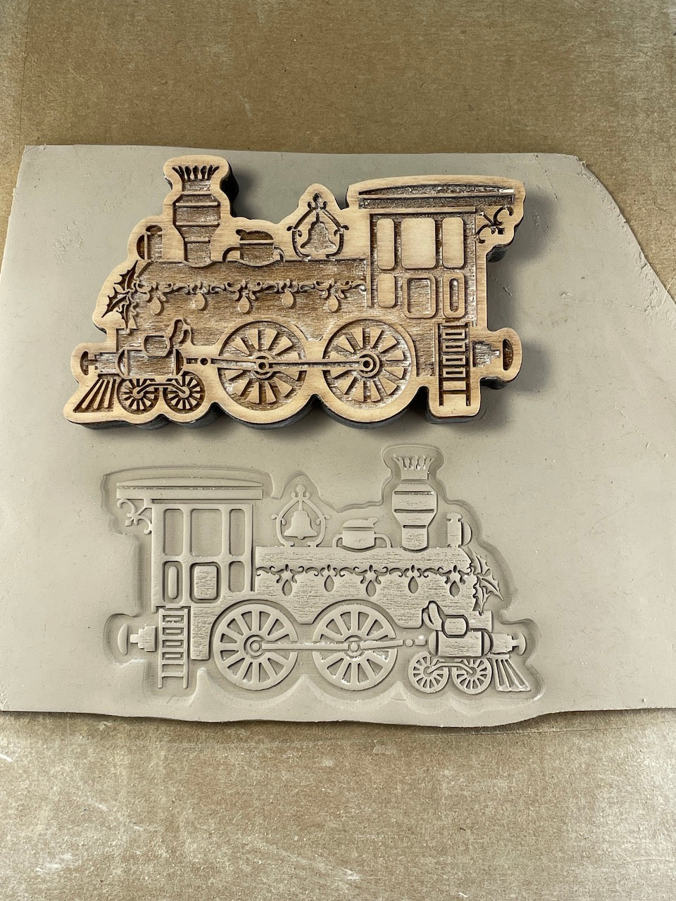 Elves on the Train (Holiday Engine)- Stamp