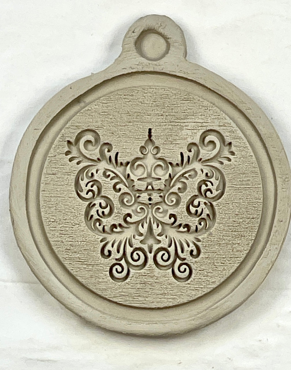 Ornament (Fleur-De-Lis Raised) Small Round- Stamp