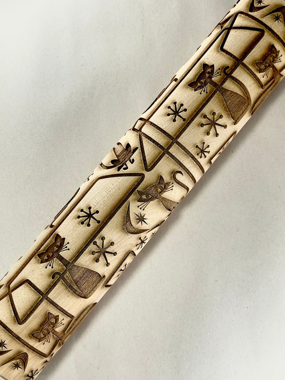 Cats, Mid-Century Textured Rolling Pin