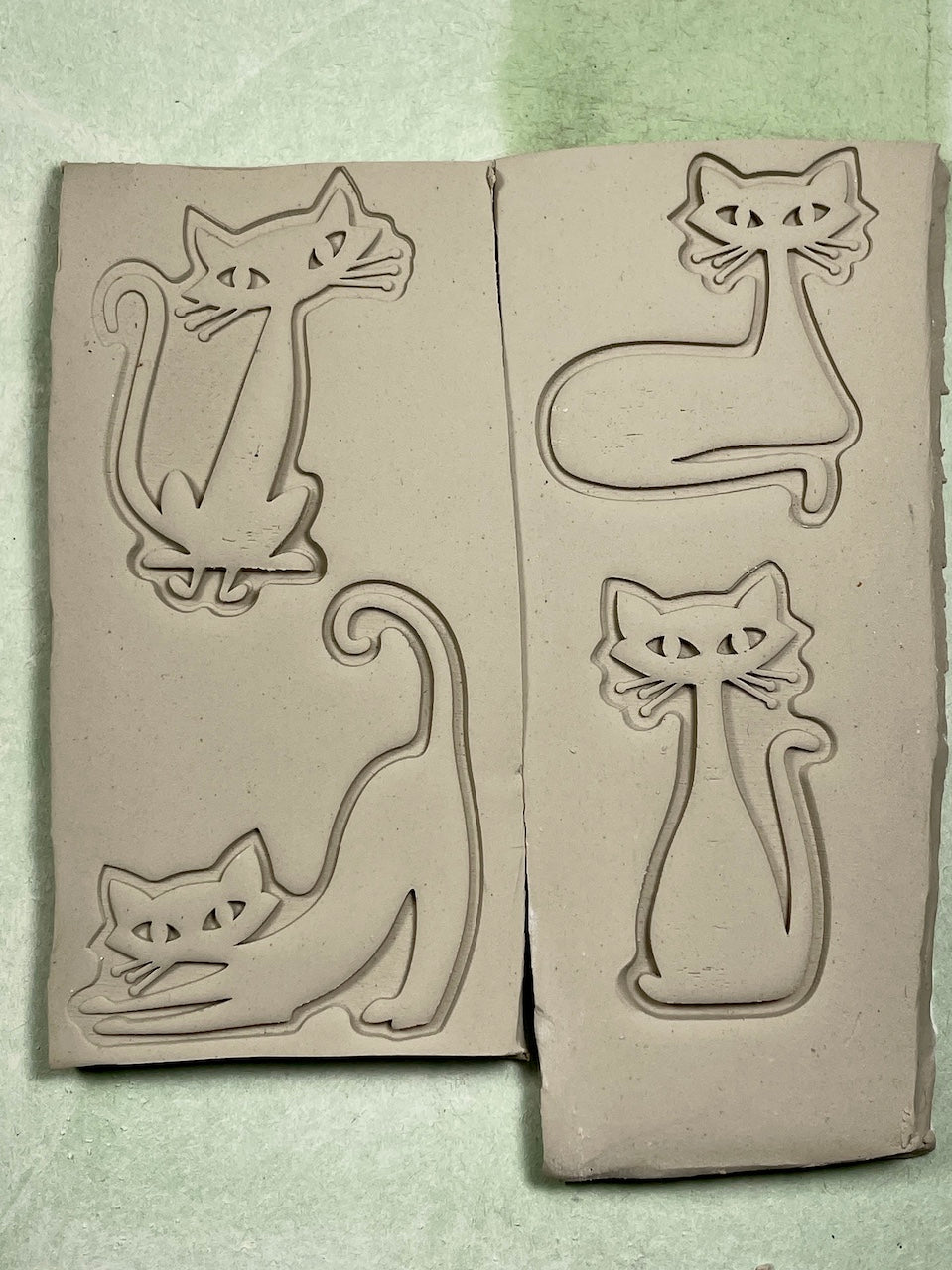 Cats, Mid-Century (Stretching)- Stamp