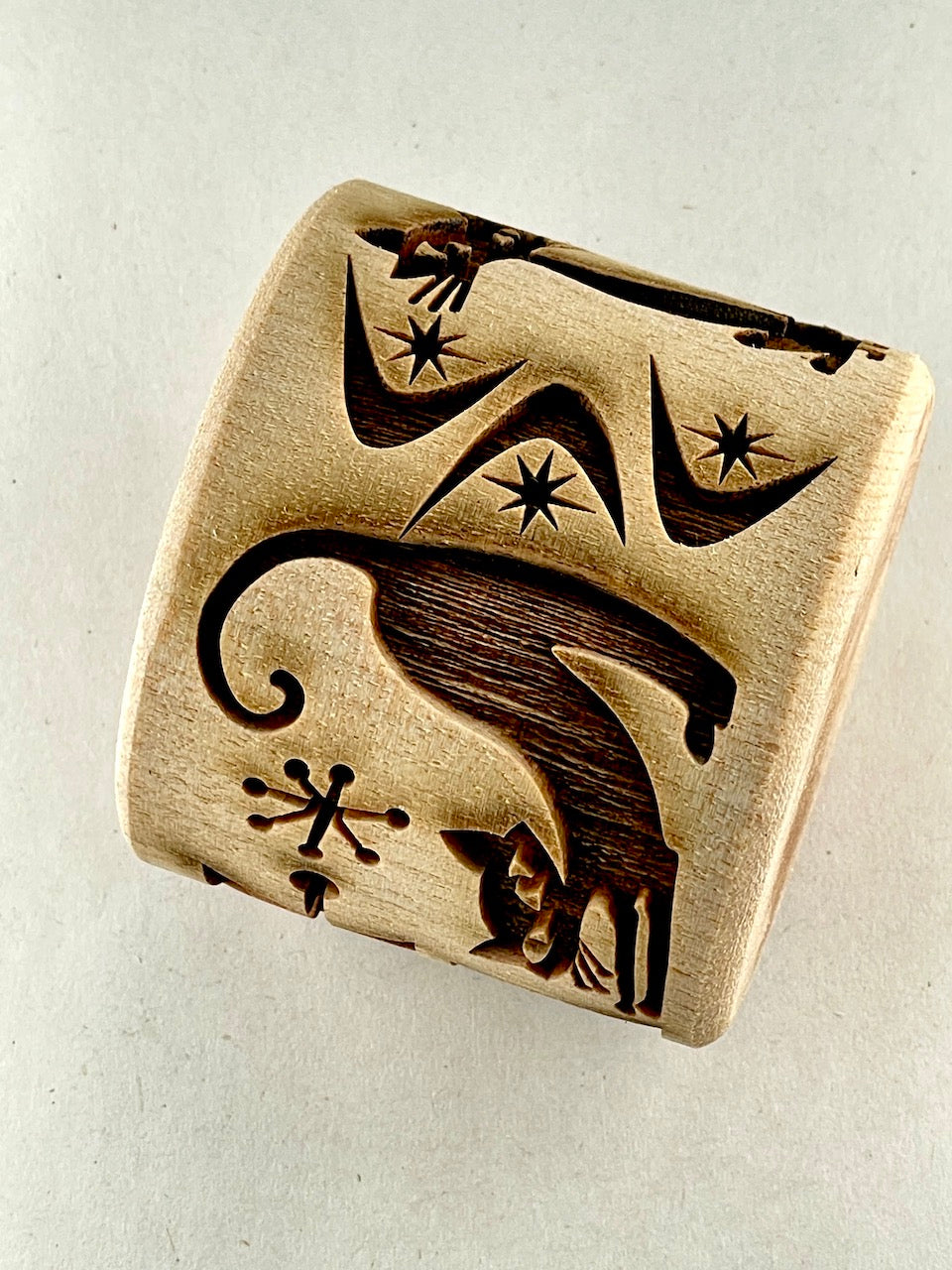 2" Cats, Mid-Century Textured Rolling Pin