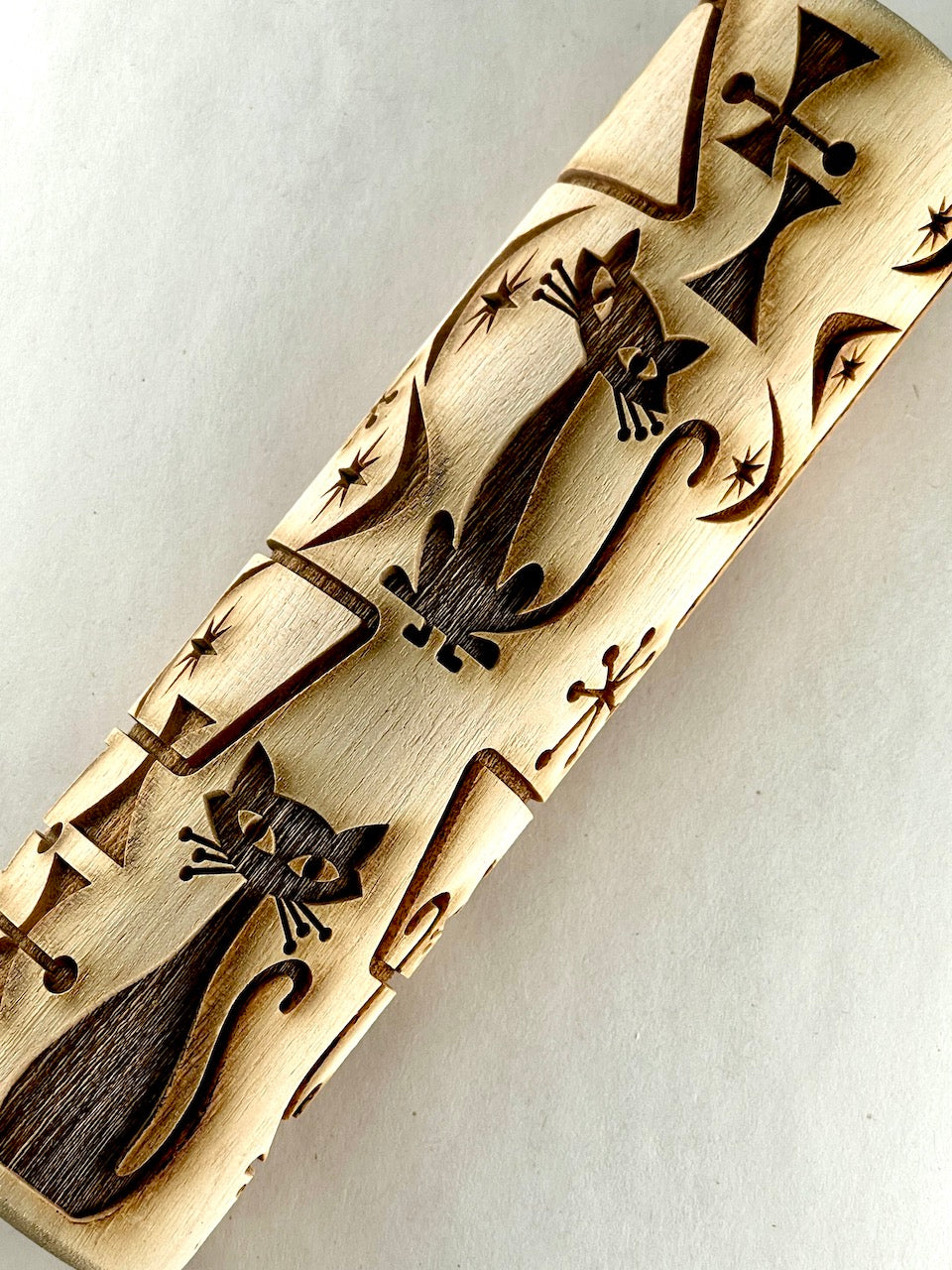 7" Cats, Mid-Century Textured Rolling Pin