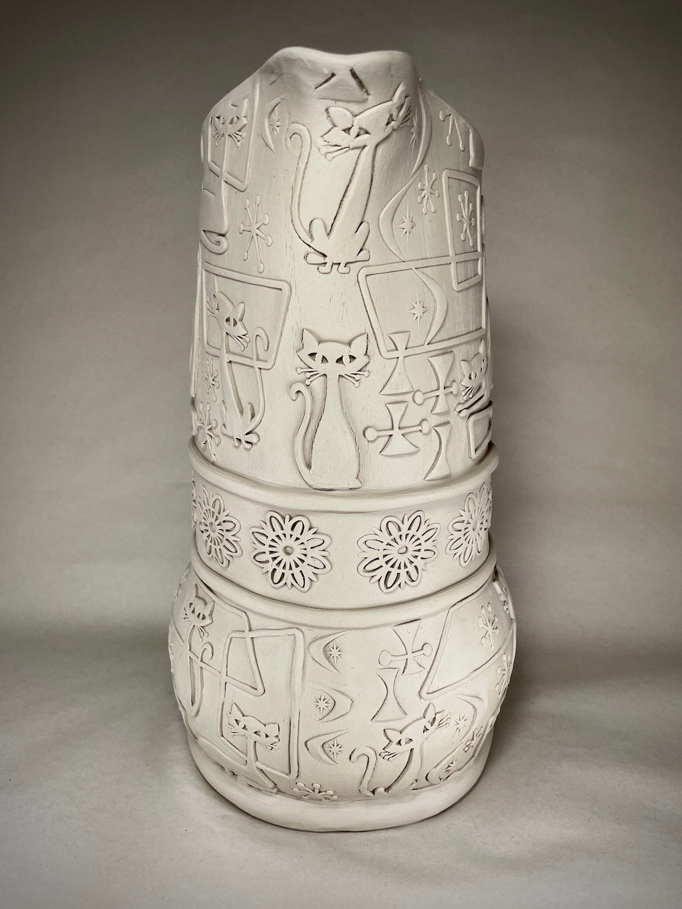 7" Cats, Mid-Century Textured Rolling Pin