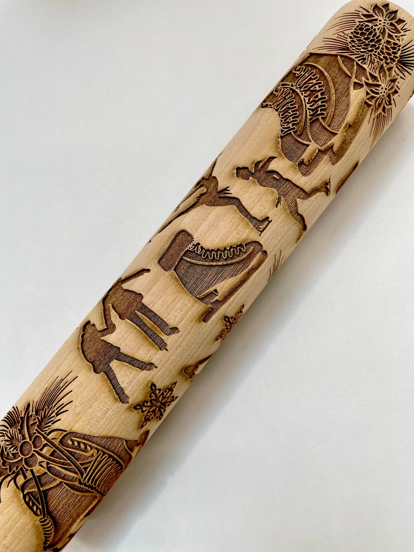 Ice Skates & Ice Skating Textured Rolling Pin