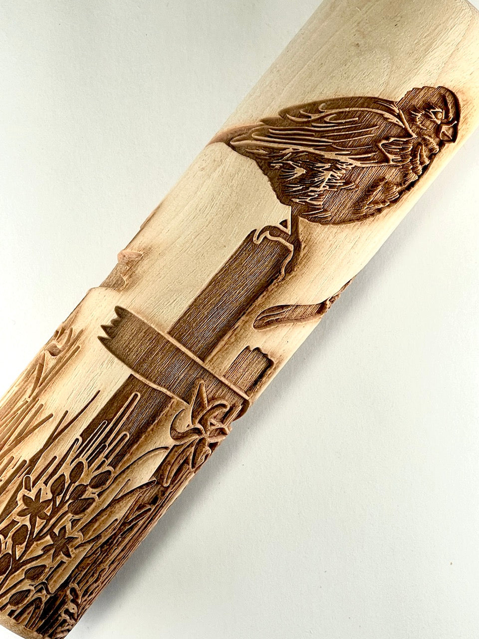 7" Birds on a Fence Textured Rolling Pin