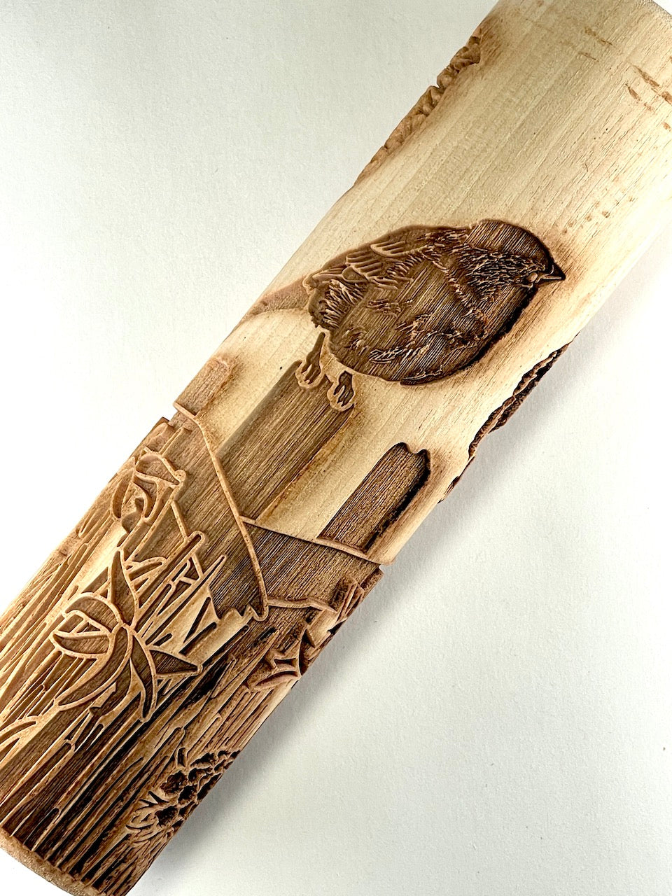 7" Birds on a Fence Textured Rolling Pin