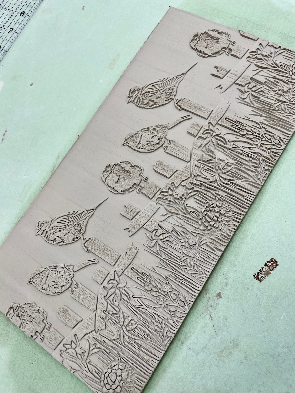 7" Birds on a Fence Textured Rolling Pin