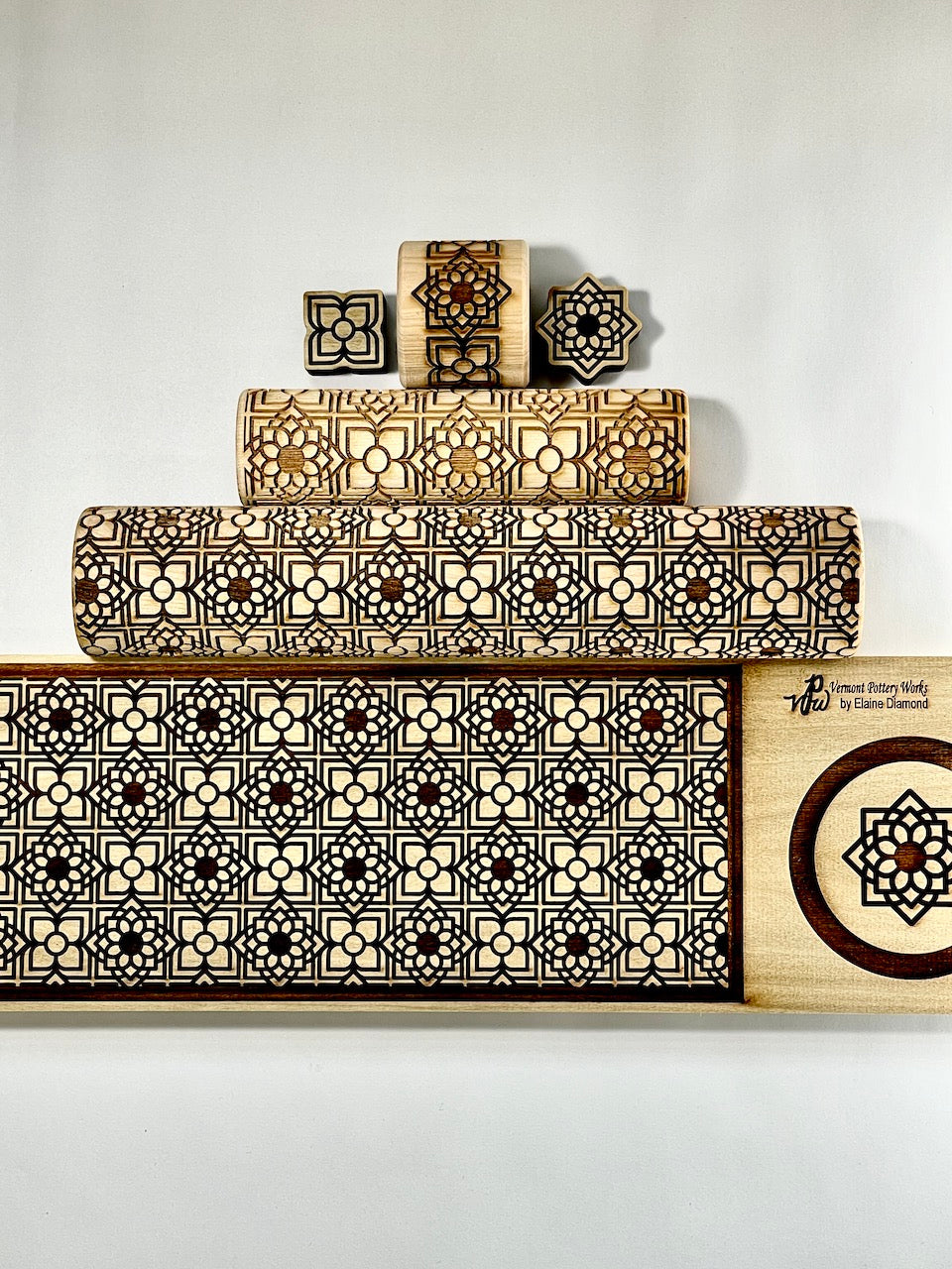 2" Moroccan Lattice Textured Rolling Pin