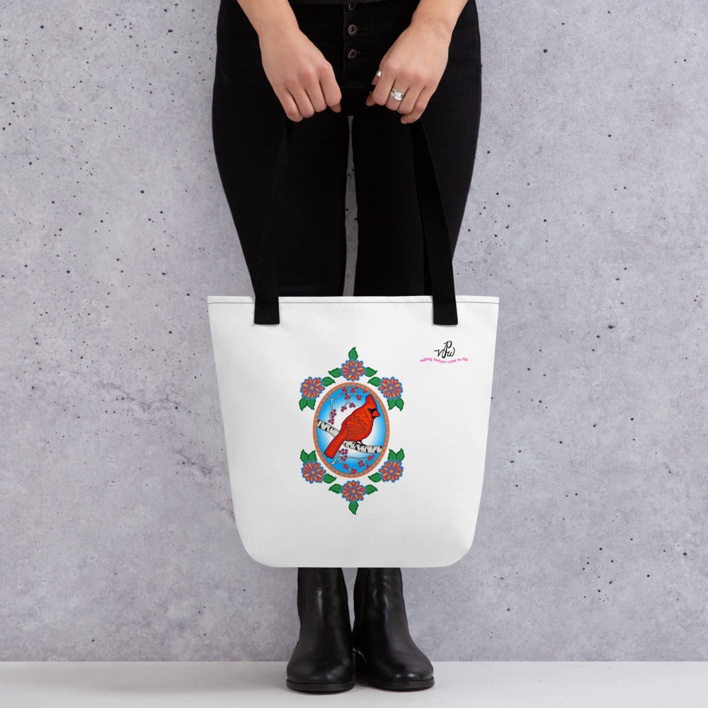 Floral Cardinal Tote bag