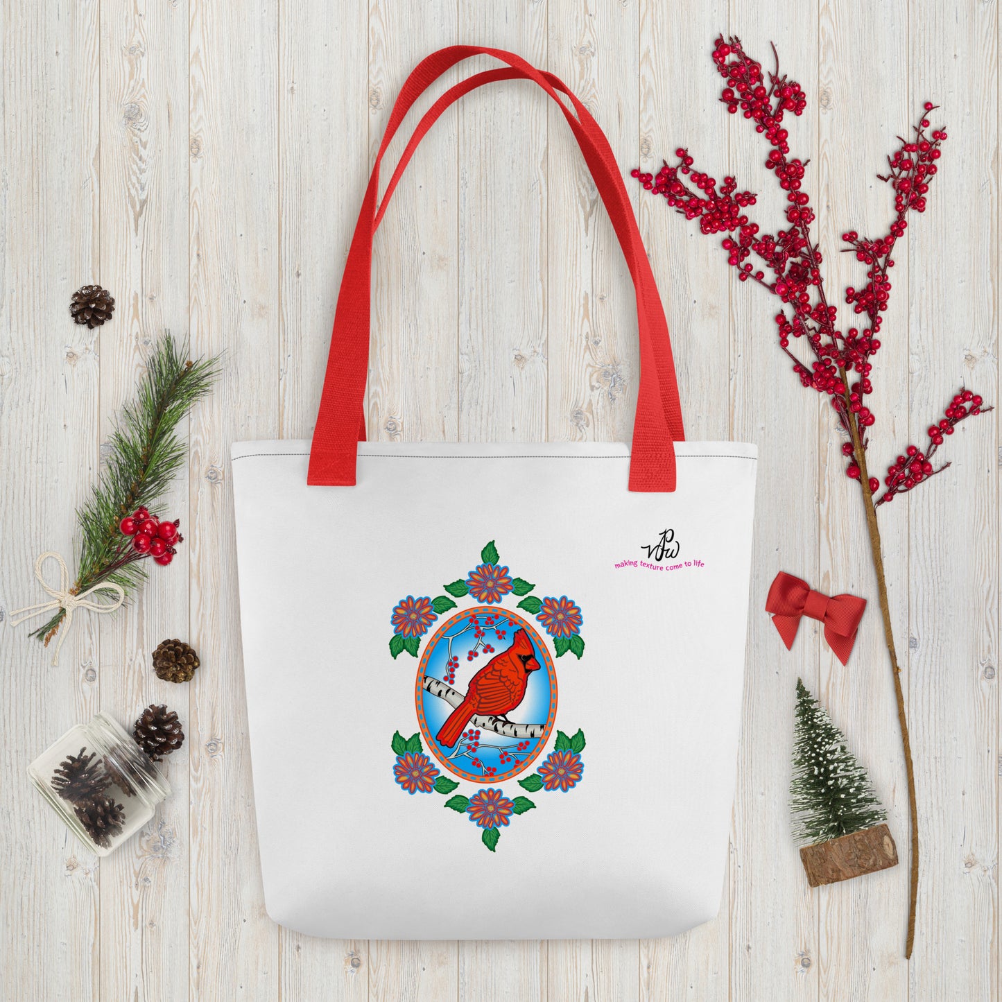 Floral Cardinal Tote bag