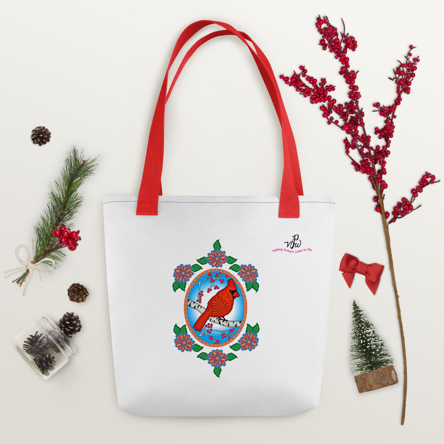 Floral Cardinal Tote bag