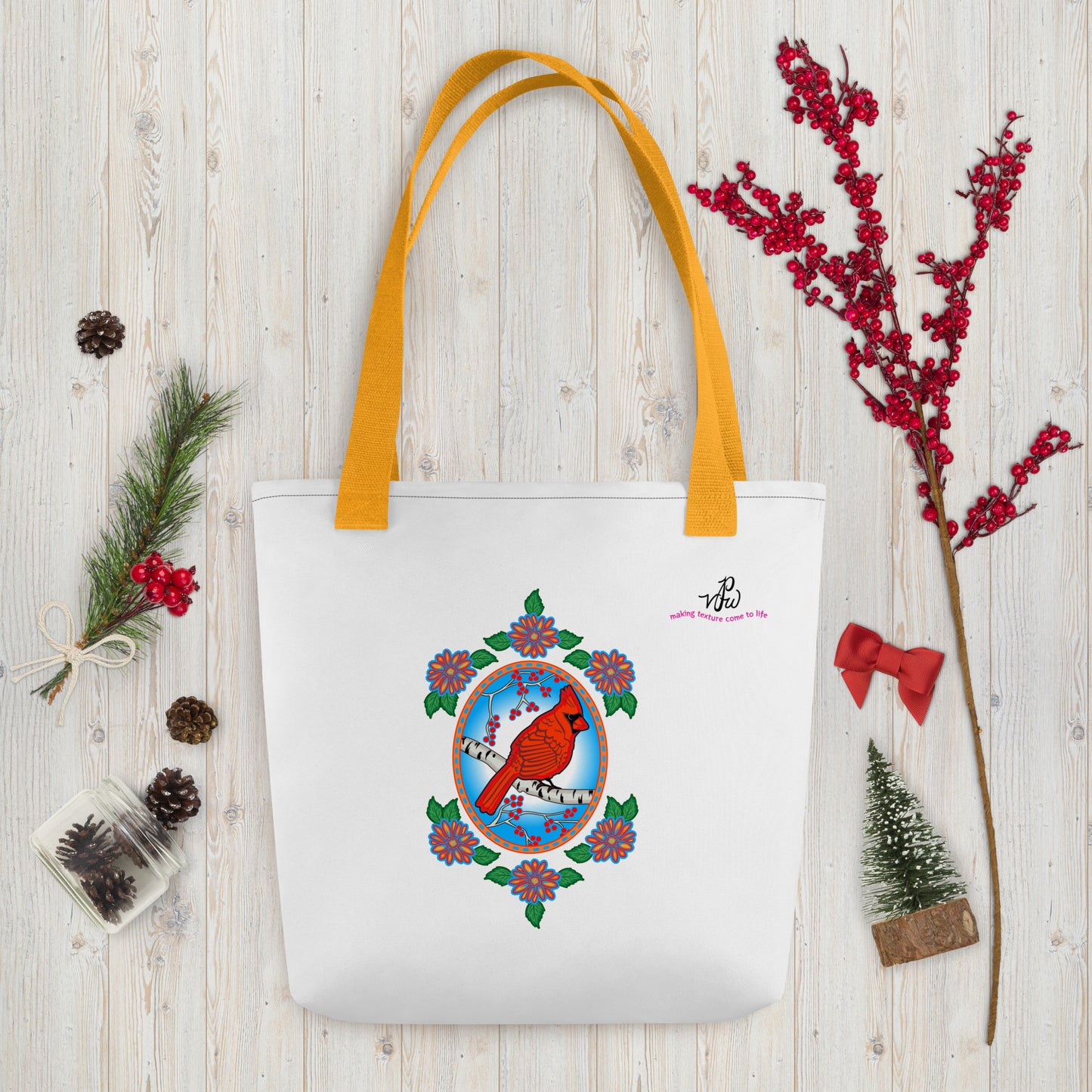 Floral Cardinal Tote bag