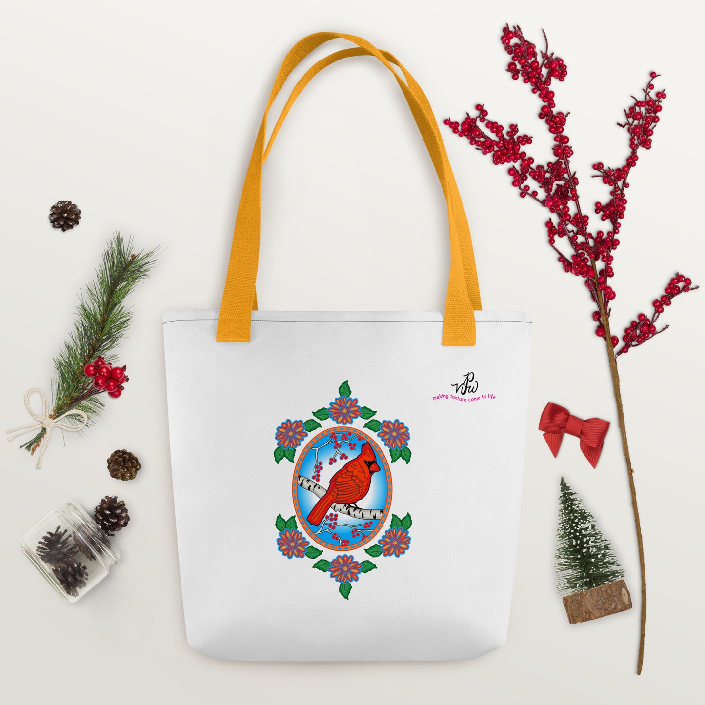 Floral Cardinal Tote bag