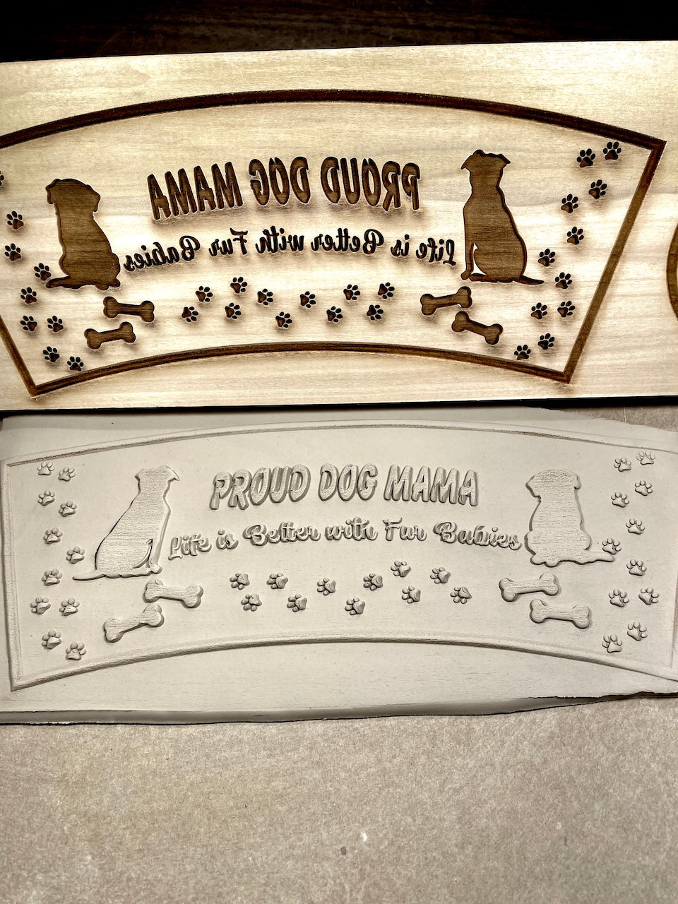 Proud Dog Mama- Curved Textured Mug Plank