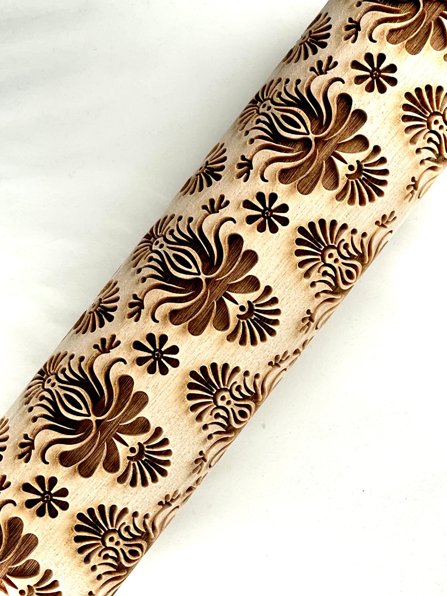 7" Floral Phoenix Textured Rolling Pin
