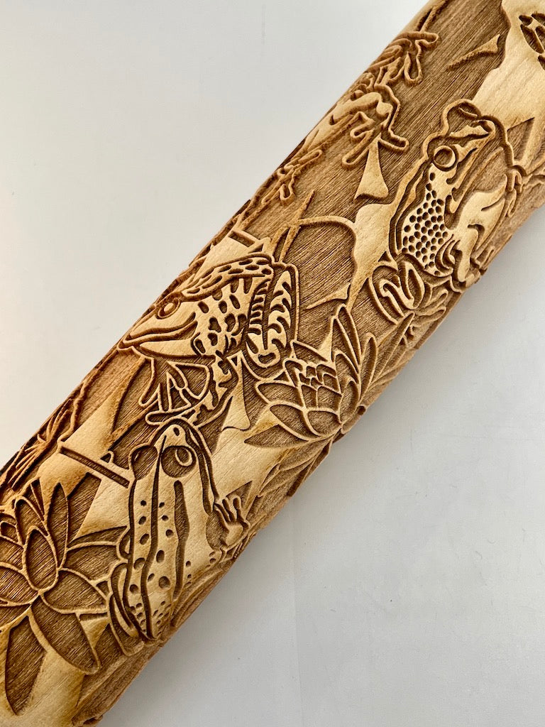 7" Frogs & Lily Pads Textured Rolling Pin