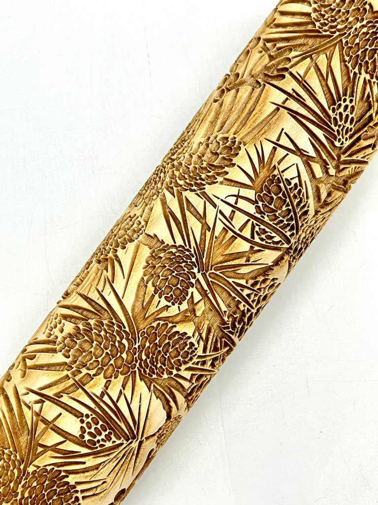 7" Pine Boughs Textured Rolling Pin