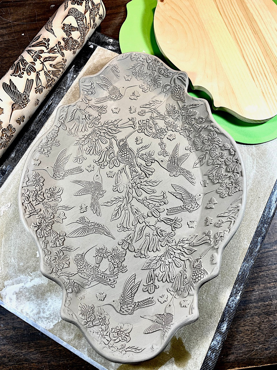 Hummingbird Dish - Greenware