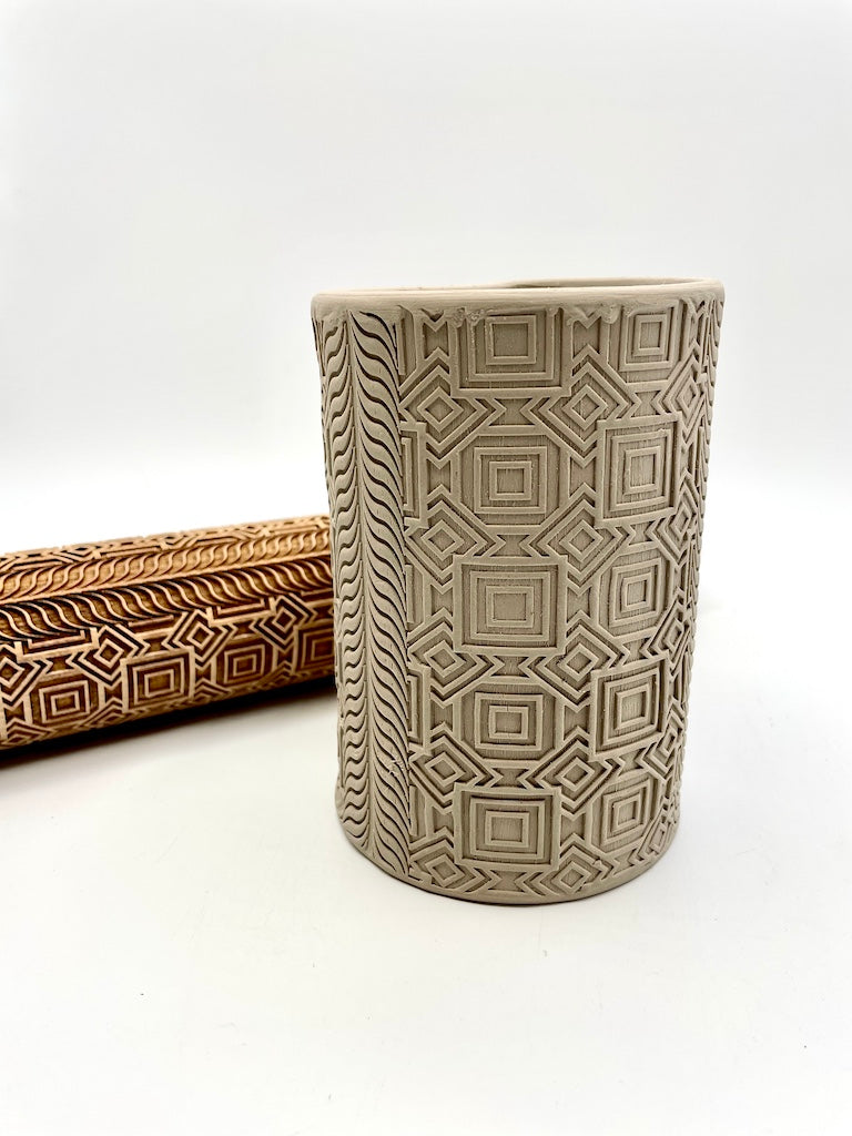 Geo Square Runner Textured Rolling Pin