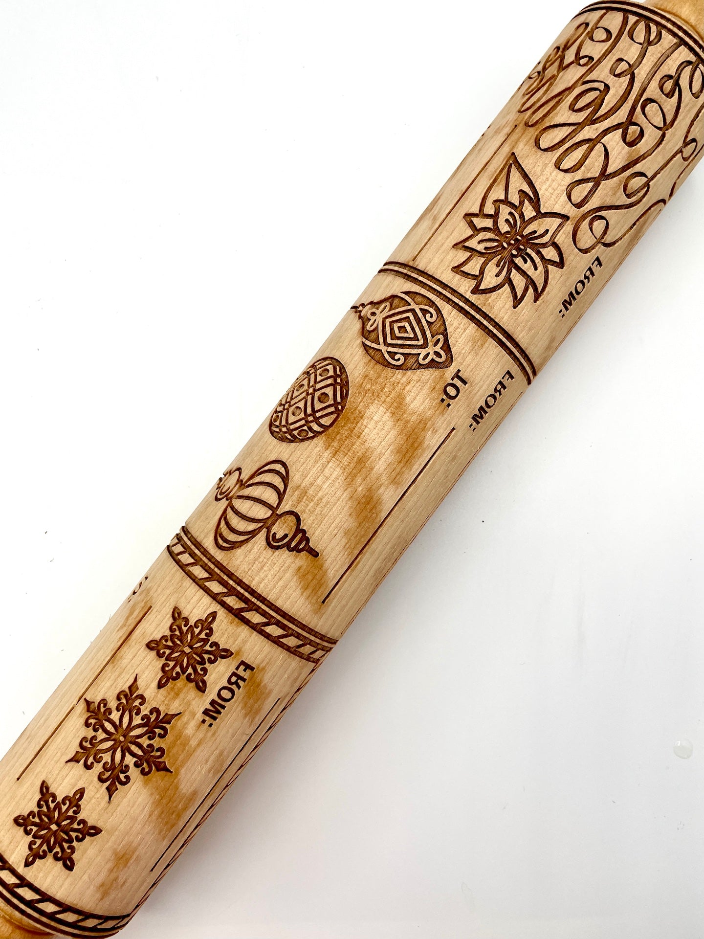 Christmas Gift Tag Textured Rolling Pin